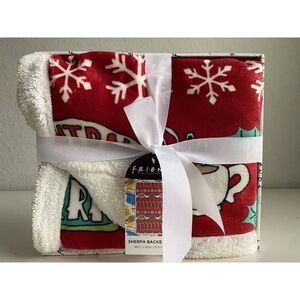 Friends Sherpa Backed Soft Throw Blanket 46 in X 60 in Central Perk Coffee NEW